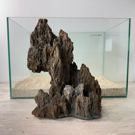 気孔石山（美型） 一点物の水槽オブジェ No. 4950  (45cm水槽)(W約23cm/H約29cm)