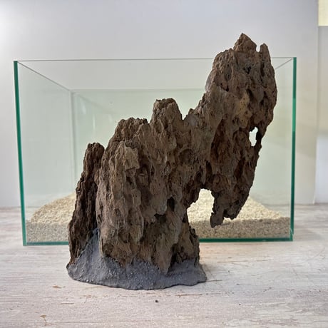 気孔石山（美型） 一点物の水槽オブジェ No. 4949  (45cm水槽)(W約26cm/H約28cm)