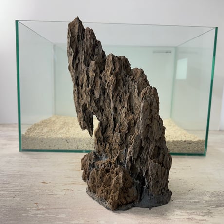 気孔石山（美型） 一点物の水槽オブジェ No. 4949  (45cm水槽)(W約26cm/H約28cm)