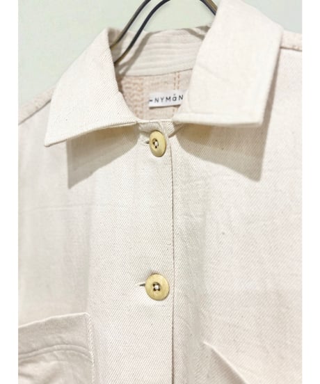 【残り僅か】NY MaNE/ハンドパッチワーク・シャツジャケット/Ecru