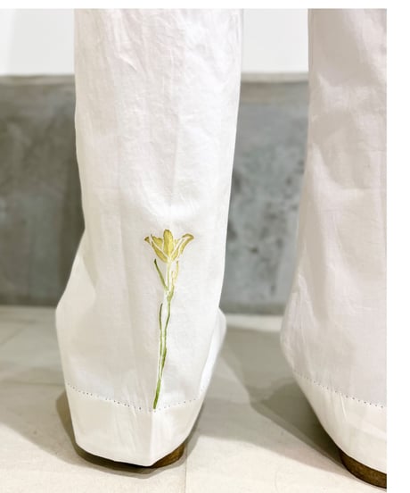 Maria overlap pants/Iris Paint/Ecru