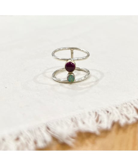 【残り僅か】nina des criquets/Ruby and Opal Double ring/4sr-03