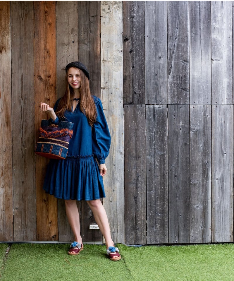 CLOSED/ｺｯﾄﾝ100％ﾜﾝﾋﾟｰｽ/Dark blue | ETTA