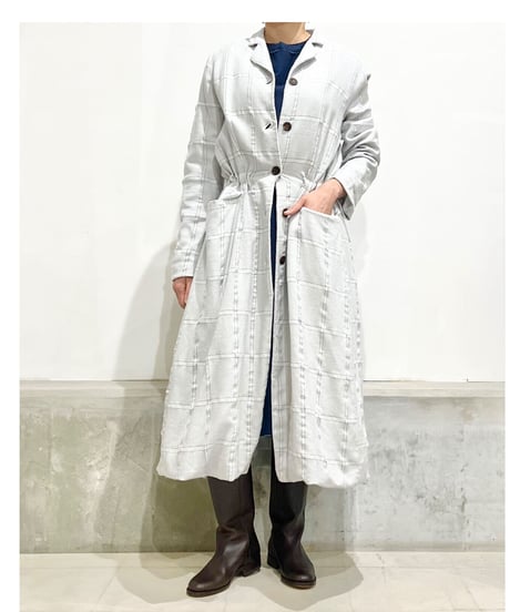 HannohWessel /Lady'sブルーグレーチェックコート