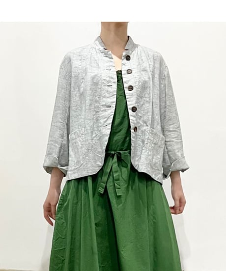 Lady'sリネン＆カットソージャケット(グレー)/HannohWessel/40