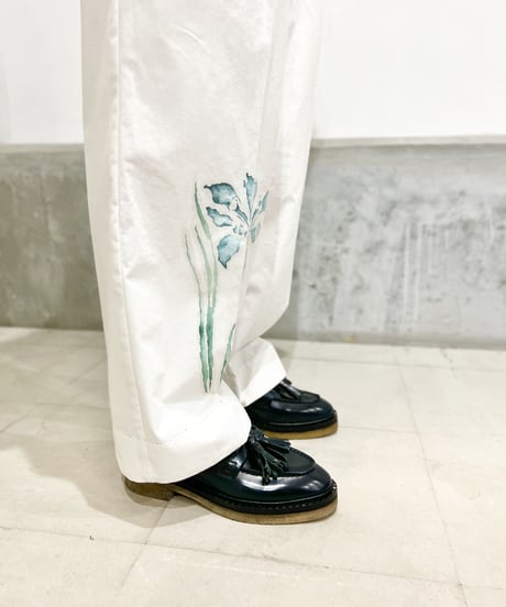 Maria overlap pants/Iris Paint/Ecru