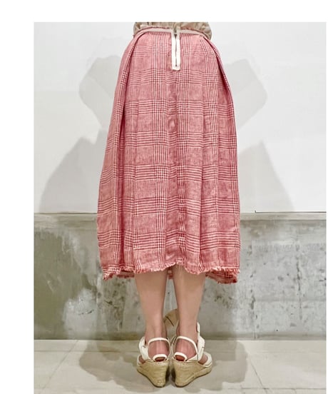 Lady'sリネンスカート(レッドチェック)/HannohWessel/36