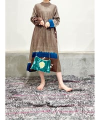 ハンド刺繍ショルダーバッグ/Washed別珍Blue green