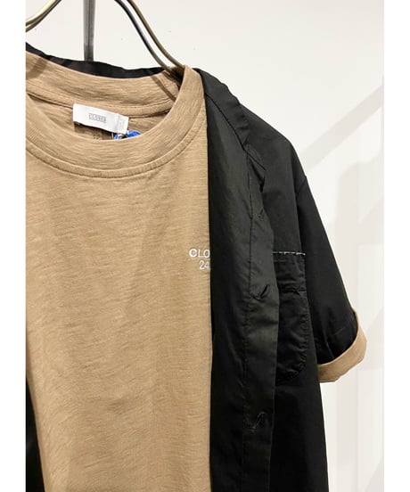 Men'sコットンシャツ(ブラック)/HannohWessel/Mサイズ