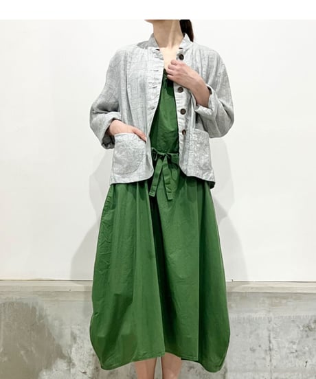 Lady'sリネン＆カットソージャケット(グレー)/HannohWessel/40