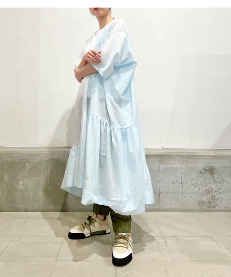 D-due/バイカラーワンピース/ブルー&ホワイト