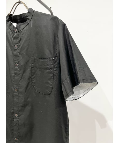 Men'sコットンシャツ(ブラック)/HannohWessel/Mサイズ