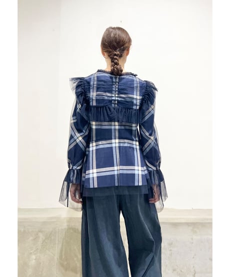 【残り僅か】TEIJA/トップス/ﾈｲﾋﾞｰﾁｪｯｸ&ﾁｭｰﾙ