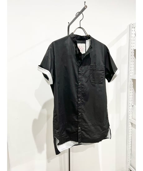 Men'sコットンシャツ(ブラック)/HannohWessel/Mサイズ