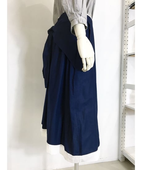 Lady'sコットンスカート（ネイビー)/HannohWessel 36