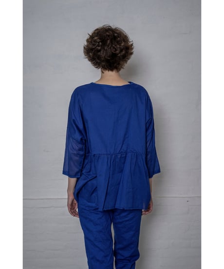 Hannoh wessel/コットンボイルトップス/ブルー