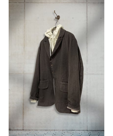 Men'sウールリネンジャケット/HannohWessel/Brown stripes