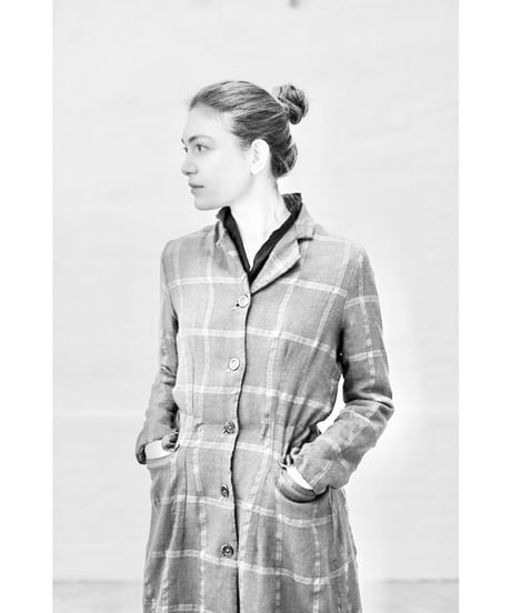 HannohWessel /Lady'sブルーグレーチェックコート