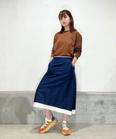 Lady'sコットンスカート（ネイビー)/HannohWessel 36