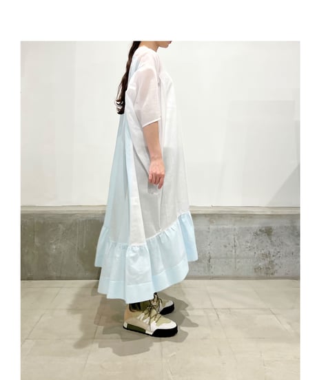 D-due/バイカラーワンピース/ブルー&ホワイト