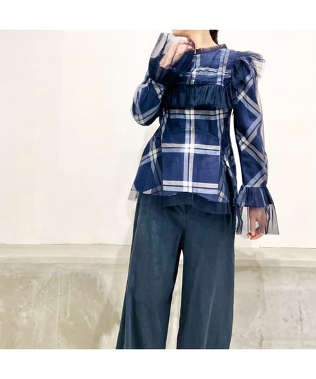 【残り僅か】TEIJA/トップス/ﾈｲﾋﾞｰﾁｪｯｸ&ﾁｭｰﾙ