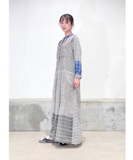 【残り僅か】injiriコットン100％/ドレス195/Black & Multi Check