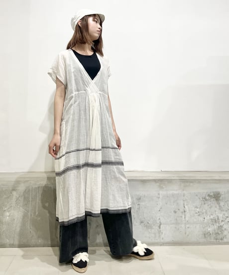 injiriｺｯﾄﾝｼﾙｸ半袖ﾄﾞﾚｽ/ｻｲｽﾞ40(Lｻｲｽﾞ)