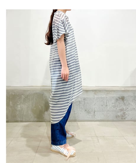 D-due/コットン&シルクワンピース/ブルーボーダー