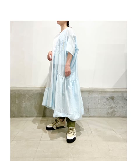 D-due/バイカラーワンピース/ブルー&ホワイト