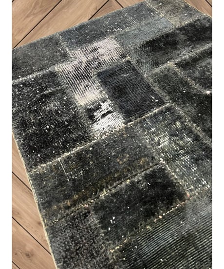 Turkish carpet Small /Black patchwork/vintage and antique