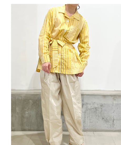 NY Mane/コットンロングシャツ/Yellow stripes