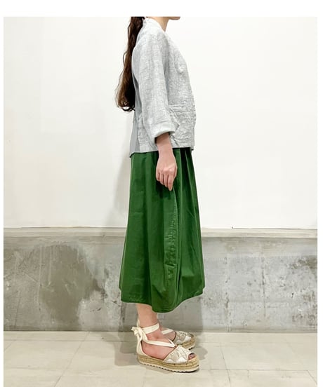 Lady'sリネン＆カットソージャケット(グレー)/HannohWessel/40