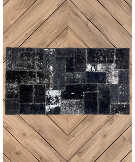 Turkish carpet Small /Black patchwork/vintage and antique