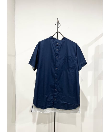 Men'sコットンシャツ(ネイビー)/HannohWessel/Mサイズ