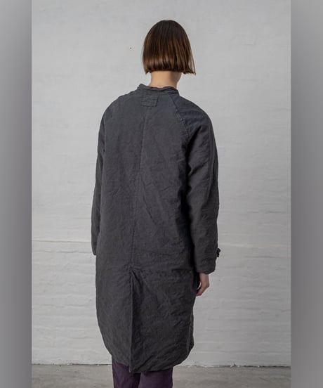 【残り僅か】AEQUAMENTE/コットンリネン＆メタルロングジャケット/チャコールグレー