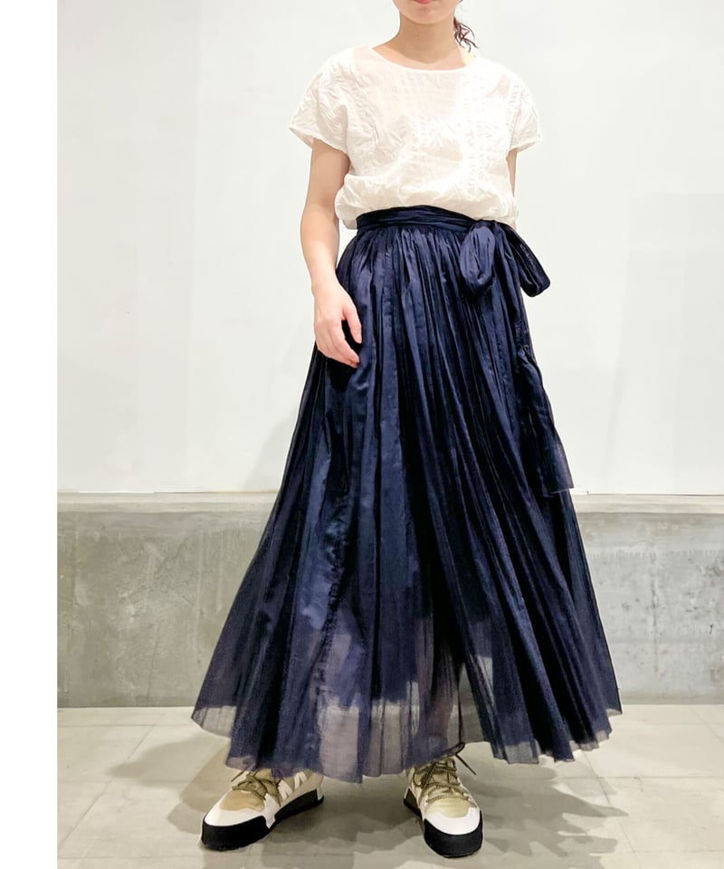 残り僅か】elsa esturgie/ｵｰｶﾞﾆｯｸｺｯﾄﾝｽｶｰﾄ/ダークネイビー | ETTA 