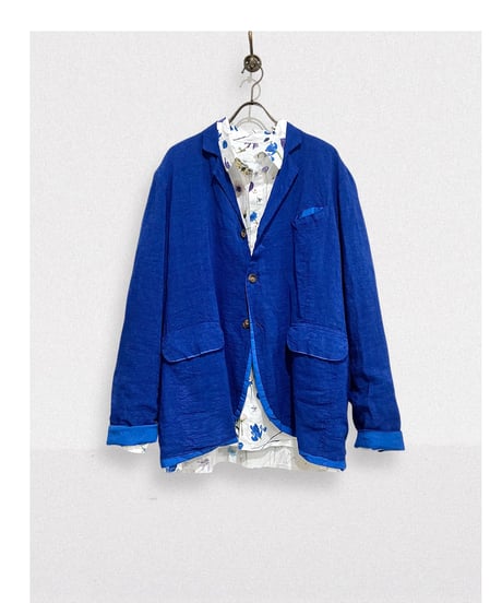 Men'sフラワープリントシャツ/HannohWessel/ネイビー