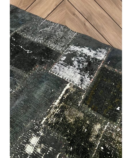 Turkish carpet Small /Black patchwork/vintage and antique