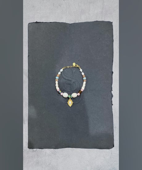nina des criquets/Mother of pearl and bone bead bracelet 52542/Multi
