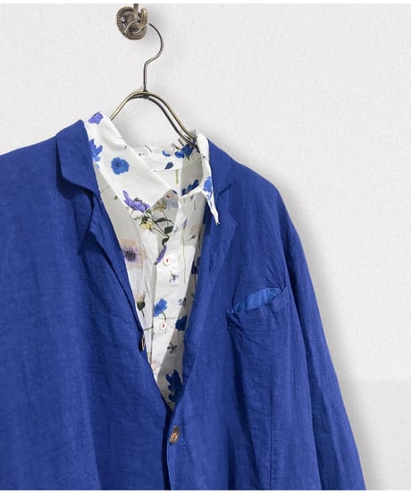 Men'sリネンジャケット/HannohWessel/ブルーネイビーストライプ