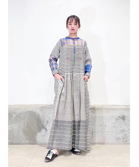 【残り僅か】injiriコットン100％/ドレス195/Black & Multi Check