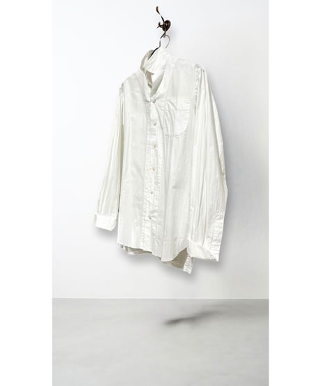 Men'sオープンカラーコットンシャツ/HannohWessel/ホワイト