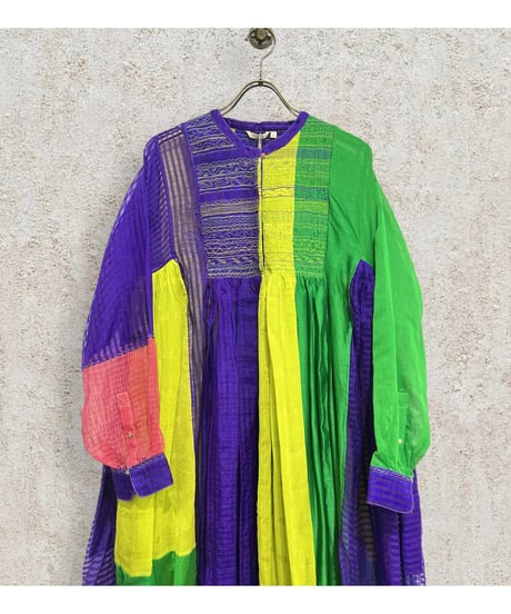 injiri/コットン&シルク・マルチパネルドレス/マルチカラー