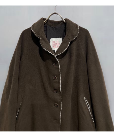【残り僅か】Hannoh wessel/ウール&カシミヤミディアムコート/Dark brown