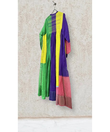 injiri/コットン&シルク・マルチパネルドレス/マルチカラー