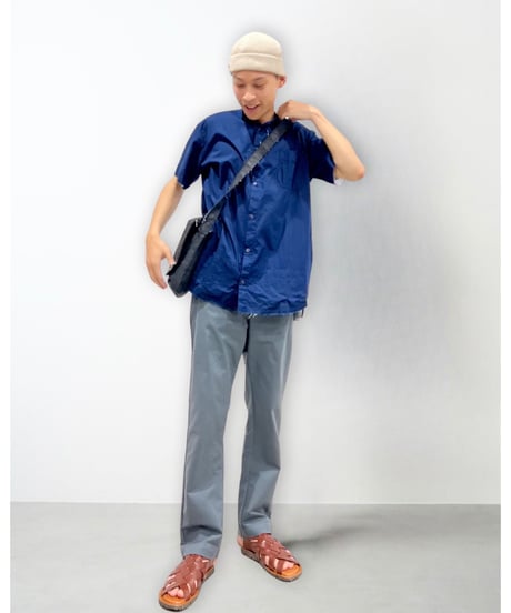 Men'sコットンシャツ(ネイビー)/HannohWessel/Mサイズ