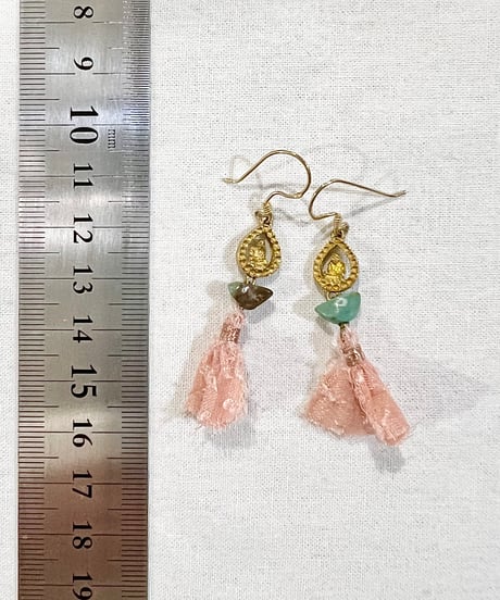 nina des criquets/Monk motif swaying silk tassels earrings/4sp-05