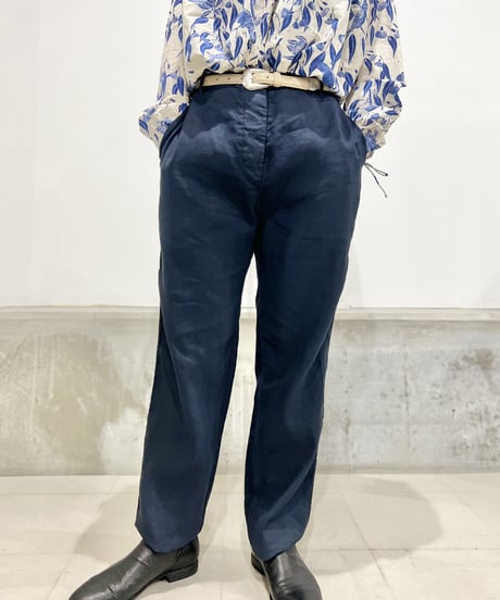 Hannoh wessel/コットン＆リネンパンツ/ネイビー