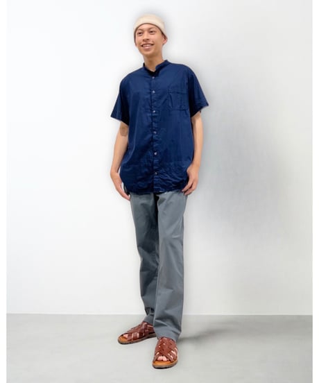 Men'sコットンシャツ(ネイビー)/HannohWessel/Mサイズ