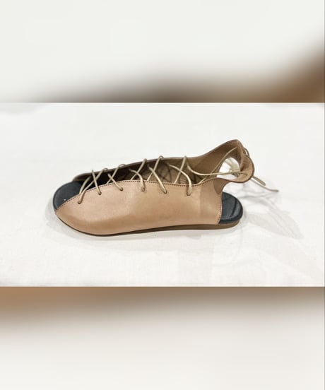 BIANCA/レースアップレザーサンダル/Beige